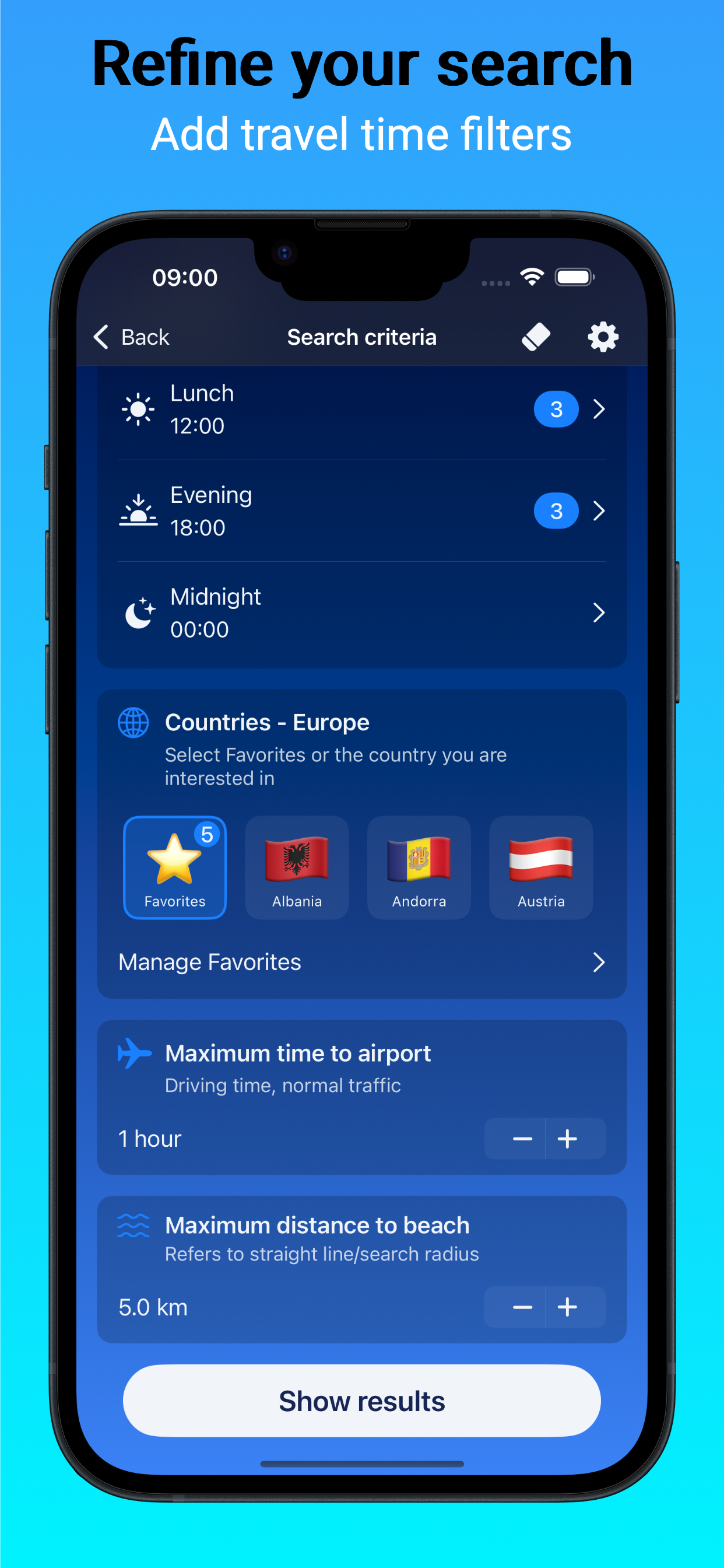 Weather preferences configuration